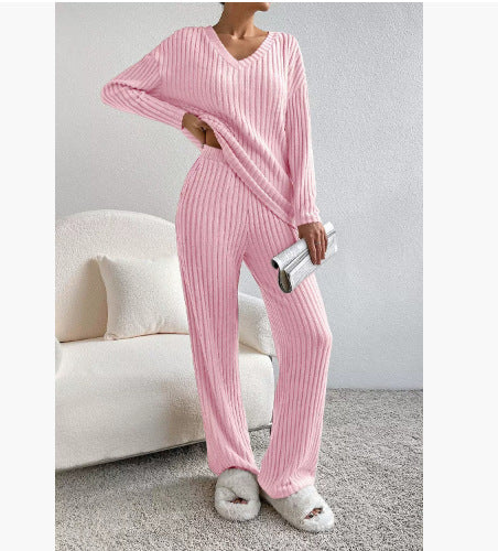 New fashion casual straight-leg pants temperament loose V-neck pit strip knitted cover m301791