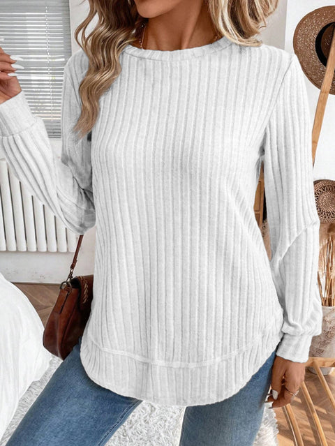 Long-sleeved knitted sweater women's European and American long commuter versatile pullover crew neck top women's m302290