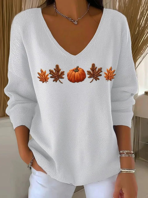 Shoulder V-Neck Long Sleeve Pullover 3D Digital Printing Women's Top T-Shirt m301684