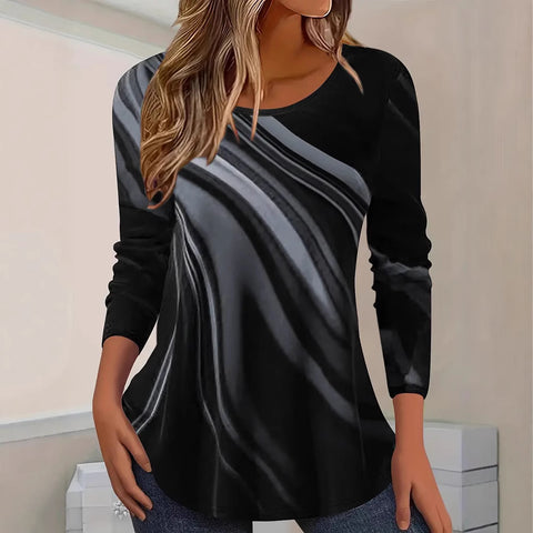Fashion loose high-quality casual versatile colorful long-sleeved crew neck T-shirt m301757