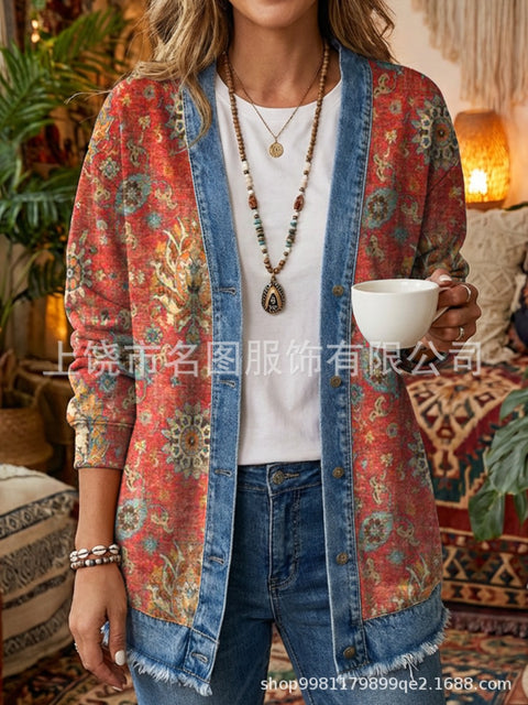 3d digital printing loose hooded sweatshirt cardigan outwear ff303279