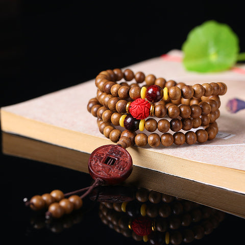 Kalimantan agarwood bracelet, sweet fragrance agarwood necklace, sweater chain, simple agarwood 108 Buddha beads m3331317