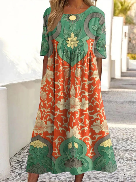 Fashion digital print big wide dress m302128