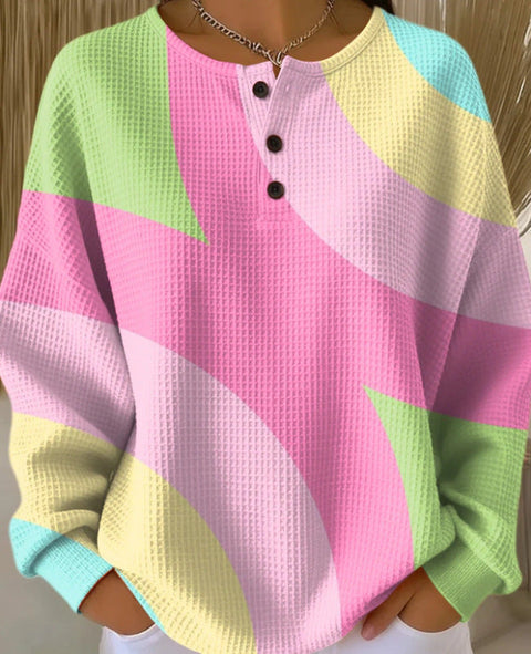 New retro 3D digital printing three-button stand-up collar Polo sweater m302116