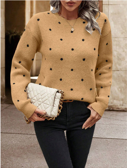 Women's sweater fashion crew neck long sleeve pullover sweater m302170