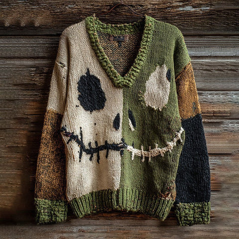 Autumn and winter loose V-neck top casual shoulder women's clothing thick needle sweater imitation wool m302039