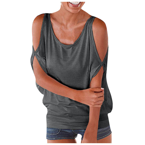 Off shoulder bat loose short sleeved T-shirt casual top m300108