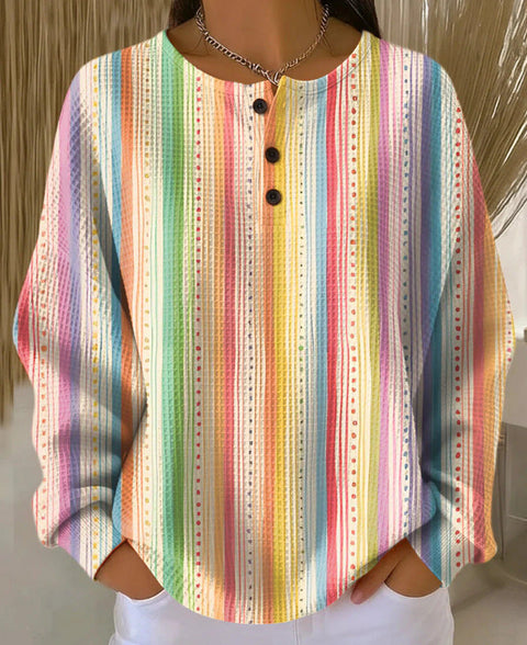 New retro 3D digital printing three-button stand-up collar Polo sweater m302116