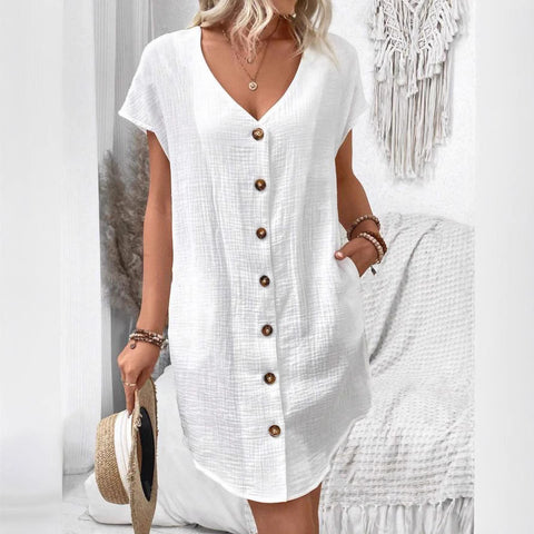 Summer simple V-neck button dress women's vest skirt m301482
