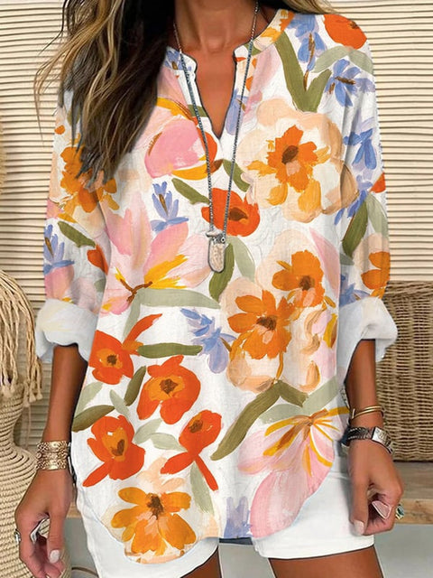 Loose printing round neck casual large size pullover women's clothing T m301359
