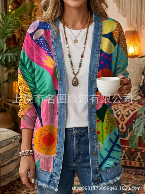 3d digital printing loose hooded sweatshirt cardigan outwear ff303279