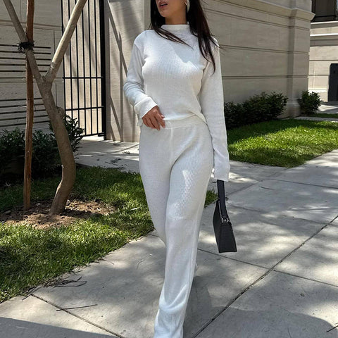 Homewear Women's Waffle Knitted Suit Daily Casual Commuter Two-piece Set m301779