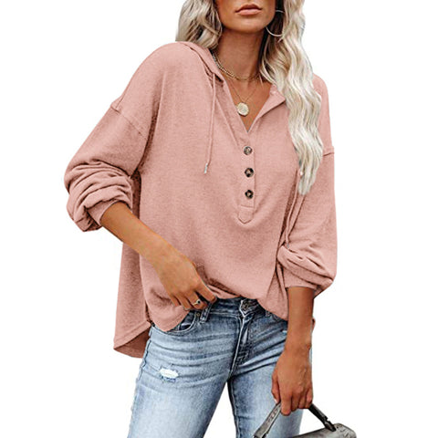 Loose solid color hoodie sweater m300956