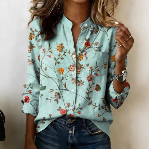 Heart-shaped printed temperament women's imitation acetic acid shirt top m302797