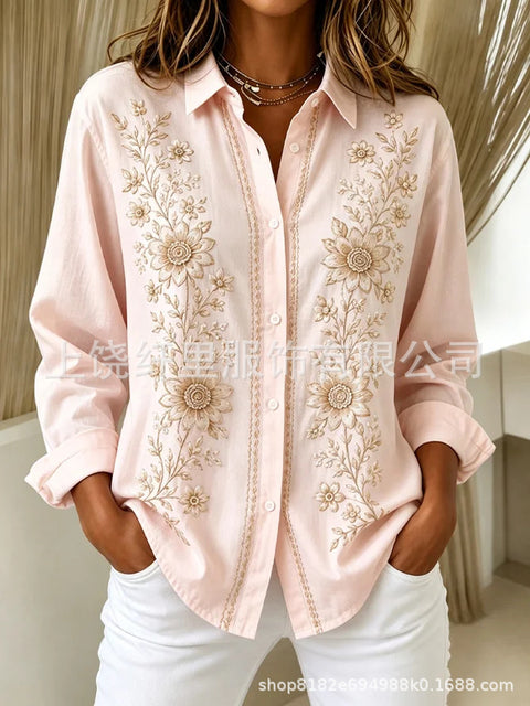 Floral digital printing long-sleeved French spring and autumn casual and comfortable women's clothing FF303099