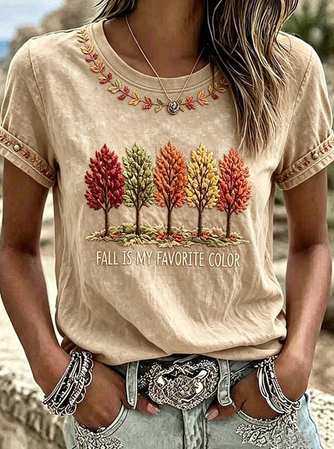 Crew Neck Long Sleeve Loose Printed T-Shirt Women's Top FF303275