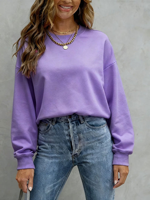 Top Women's Casual Loose Large Size Crew Neck Pullover Sweater Women's FF303319