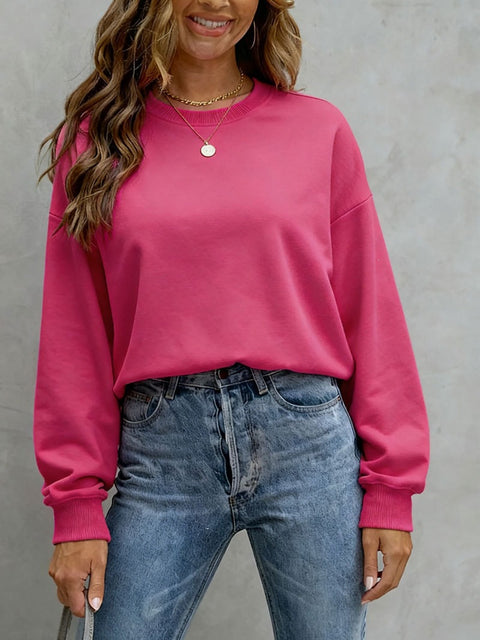 Top Women's Casual Loose Large Size Crew Neck Pullover Sweater Women's FF303319