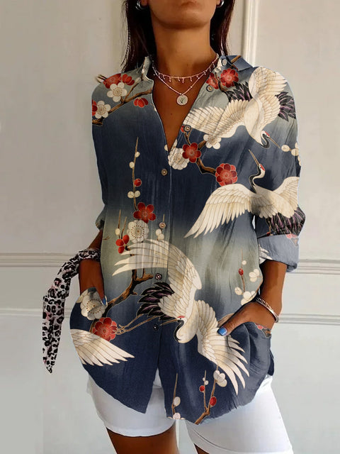 European and American trend long-sleeved shirt printing 3D shirt floral pattern m301726