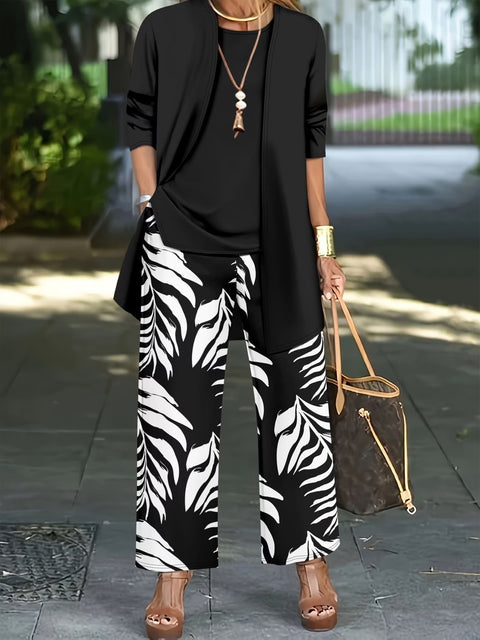 Jacket with vest top and elegant slacks 3-piece women's set m302760
