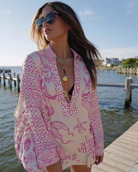 Fashion Casual Positioning Printed Satin Two-piece Set m301592