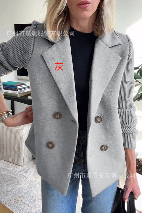 Women's fashion temperament woolen splicing jacket m302098