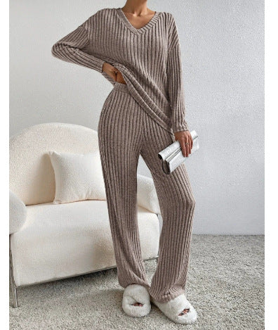 New fashion casual straight-leg pants temperament loose V-neck pit strip knitted cover m301791