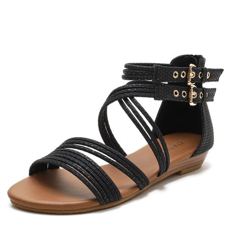 Wedge Sandals Women's European and American Open Toe Women's Shoes Platform Soft Sole Cross Roman Sandals M3331088