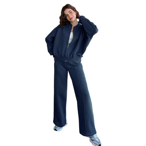 Winter velvet women's suit women's solid color sweater casual suit m301676