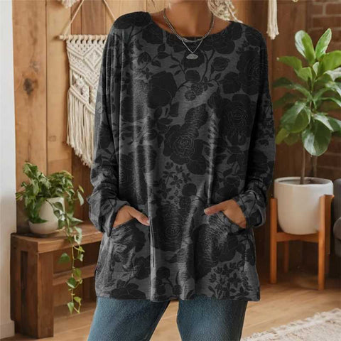 Digital printing women's fashion round neck medium and long top T-shirt m302271