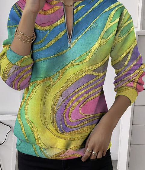 Printed shoulder sleeves long sleeves sweater m302295