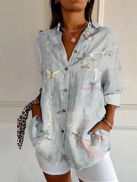 European and American trend long-sleeved shirt printing 3D shirt floral pattern m301726