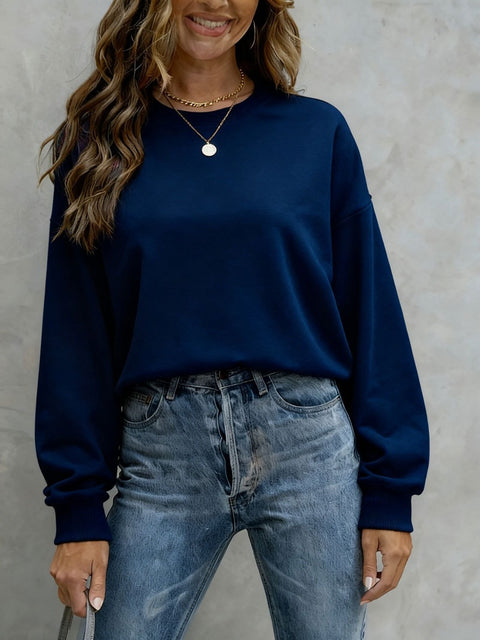 Top Women's Casual Loose Large Size Crew Neck Pullover Sweater Women's FF303319