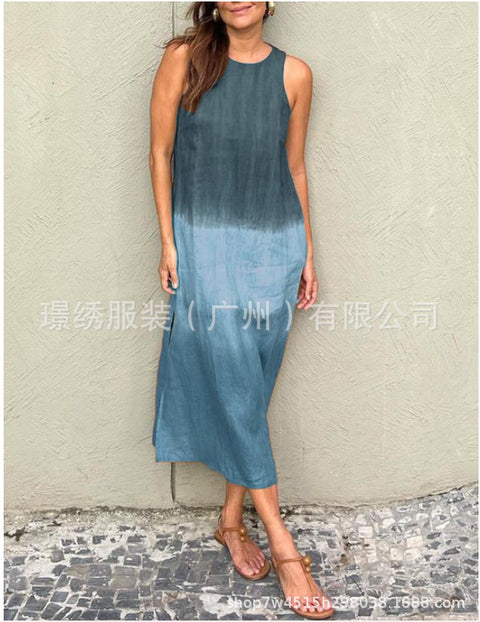 Women's dress AliExpress loose sleeveless printed vest long dress dress m302053