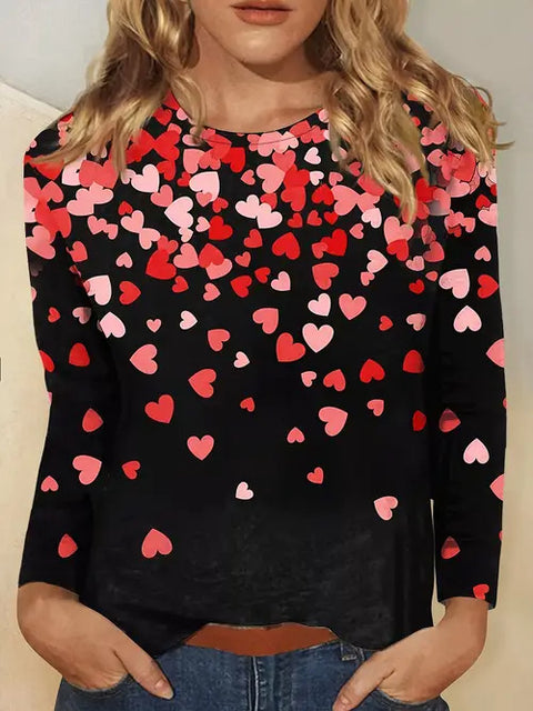 Fashion Casual Trend Printed Women's Long Sleeve Crew Neck Top m302292