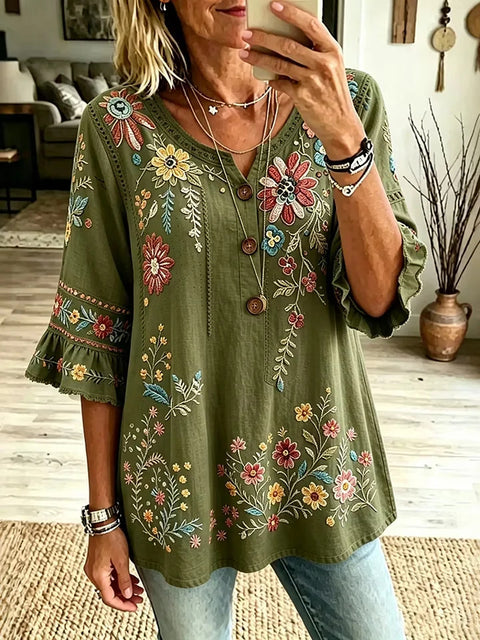 V neck lace sleeve fashioneasiest for match women's tops ff303277