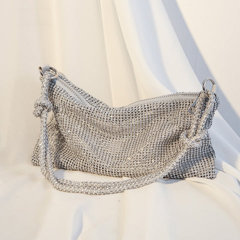 Knotted rhinestone full diamond dinner bag handmade diamond armpit bag m3331049