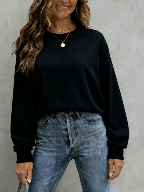 Top Women's Casual Loose Large Size Crew Neck Pullover Sweater Women's FF303319
