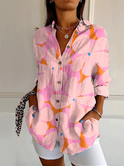 Summer trend long-sleeved shirt flower pattern printing 3D shirt m301226