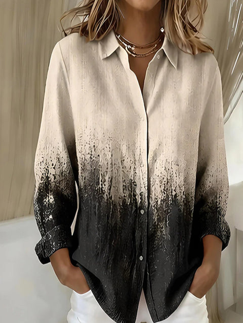 Long Sleeve Button Shirt Plaid Printed Women's Button Shirt FF303365