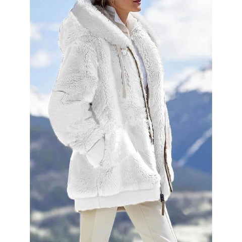 New autumn and winter loose plush zipper hooded jacket m300464