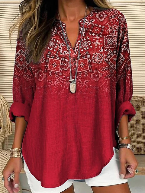 Floral simple casual temperament T-shirt long sleeve m301361-1