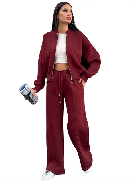 Winter velvet women's suit women's solid color sweater casual suit m301676