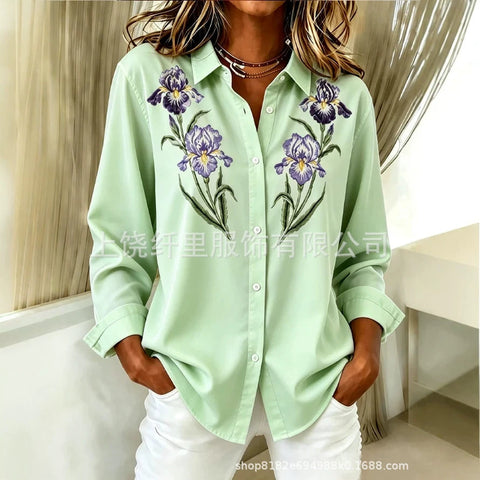 Floral digital printing long-sleeved French spring and autumn casual and comfortable women's clothing FF303099