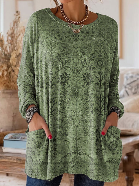 Digital printing women's fashion round neck medium and long top T-shirt m302271