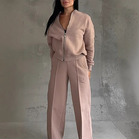 Winter velvet women's suit women's solid color sweater casual suit m301676