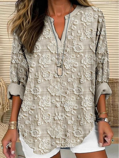 Floral simple casual temperament T-shirt long sleeve m301361-1