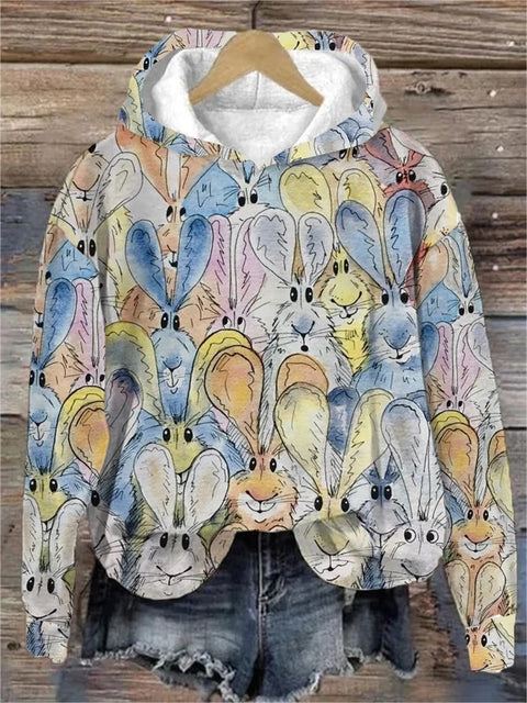 Printed Animal Pattern 3D Digital Printed Women's Hooded Long Sleeve Sweater FF303360