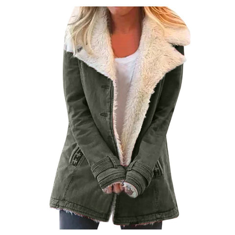 Hot Sale Autumn and Winter Solid Color Plush Hooded Medium and Long Jacket Female m301987