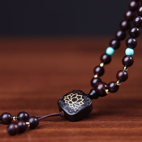 Red sandalwood bracelet Zambia blood sandalwood 0.6 Buddha beads DIY with flat lotus pendant men's and women's bracelet m3331316